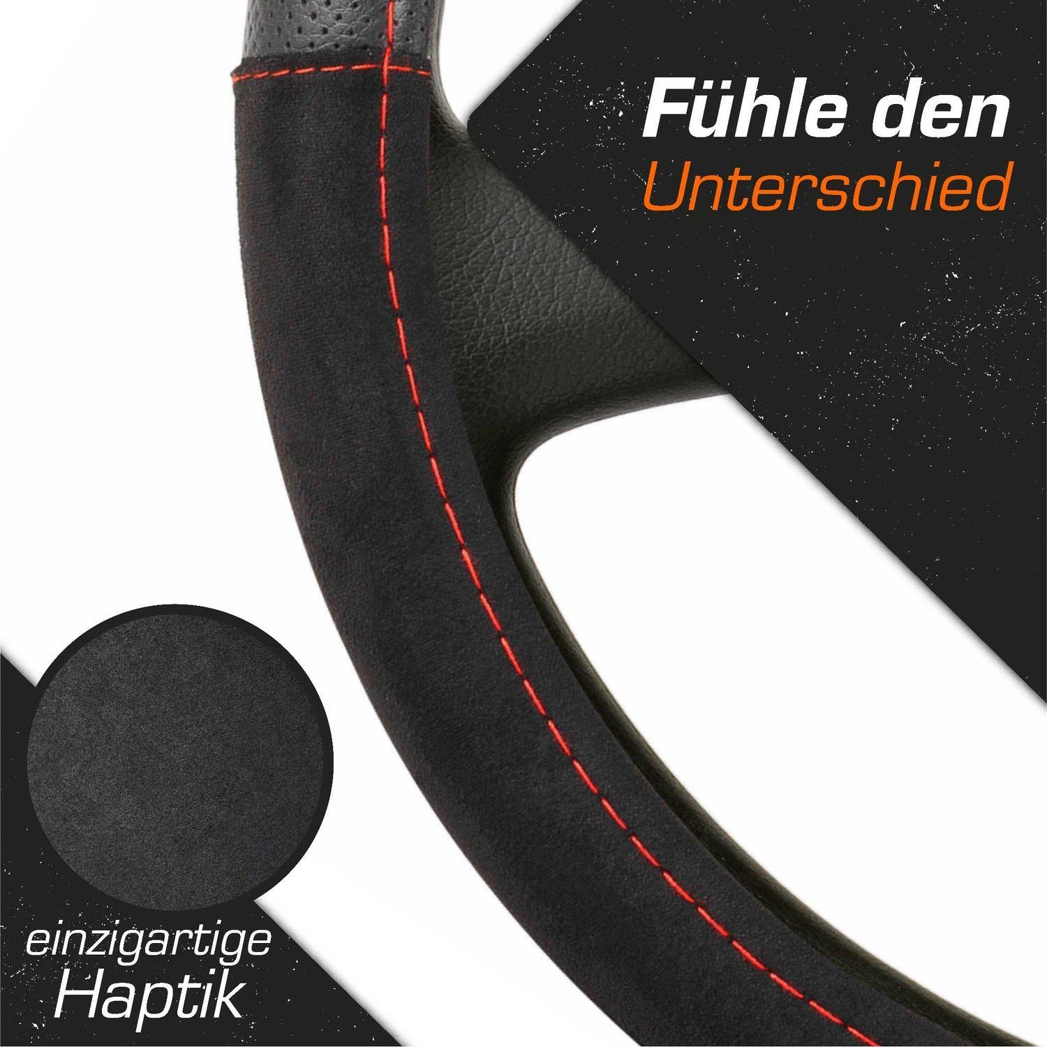 Upgrade4cars Lenkradbezug Alcantara/Kunstleder, Ø 37,00 - 39,00 cm, Elegantes Alcantara und sportliches, perforiertes Leder