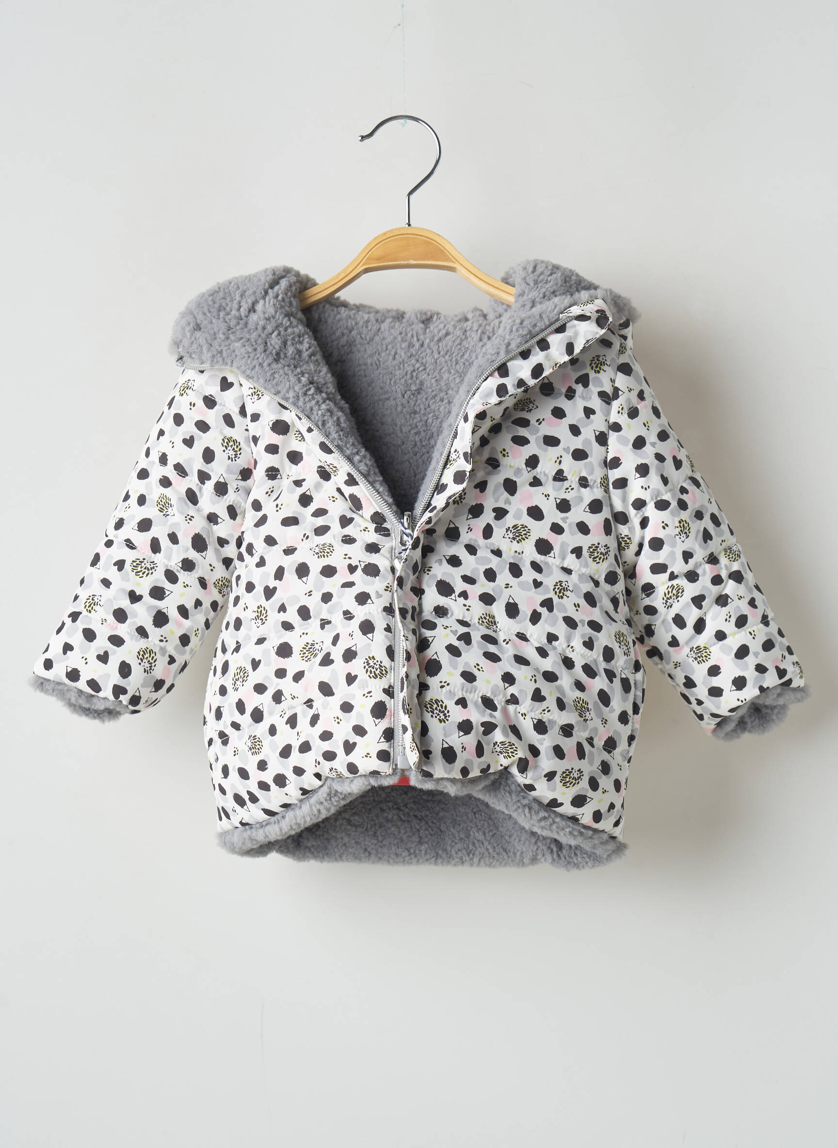 3 Pommes Doudounes Fille couleur gris