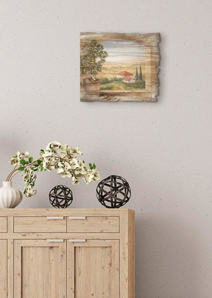 Holzbild mit Fenster in der Toskana