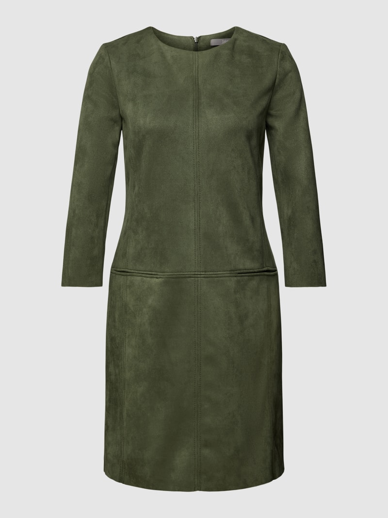 Minikleid in Leder-Optik mit 3/4-Arm in dunkelgrün
