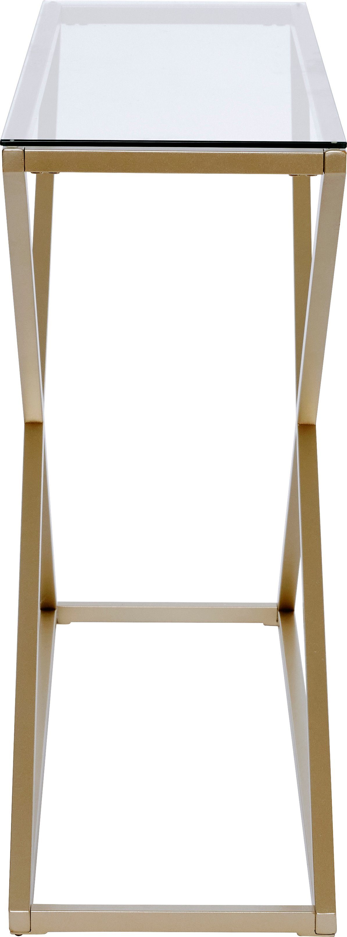 Jahnke Konsolentisch XTRA CONSOLE (1-St), Konsole/Beistelltisch in Gold-Look, aus Sicherheitsglas gefertigt