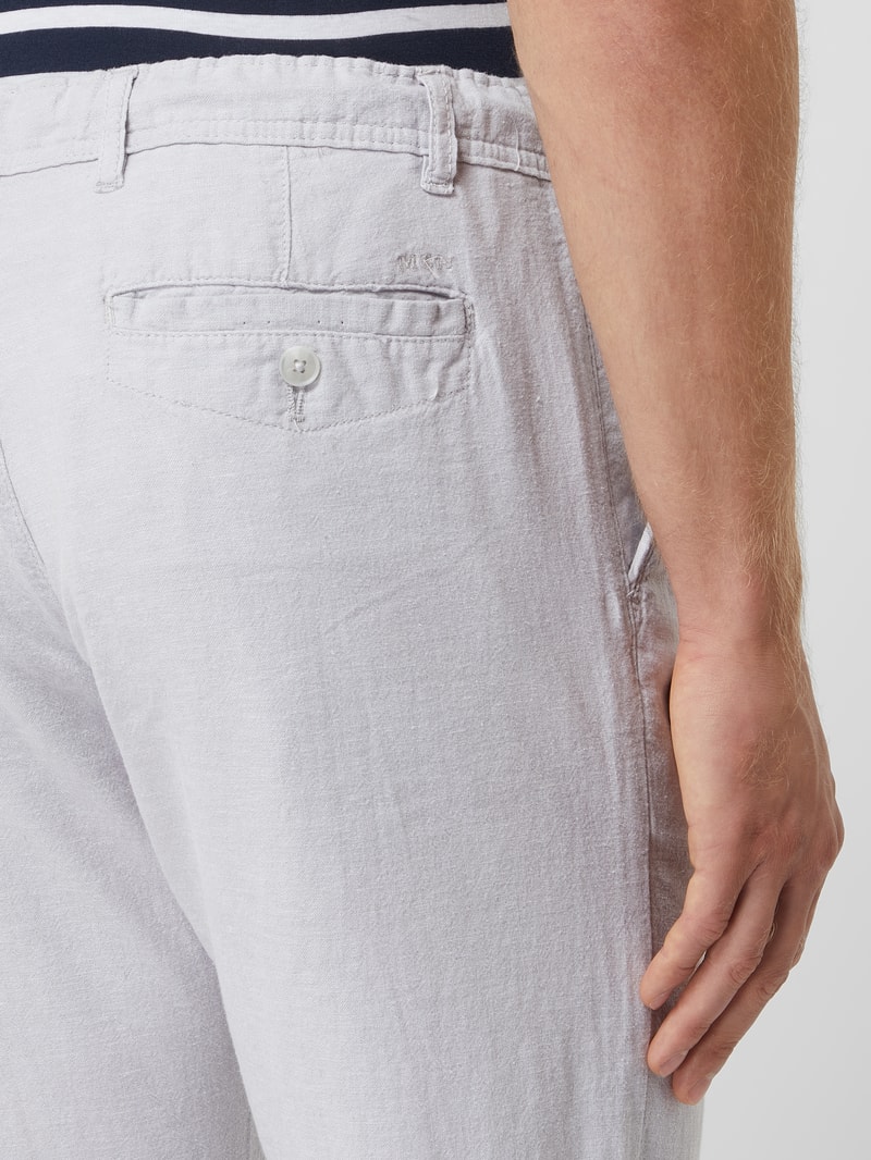 Regular Fit Hose aus Leinenmischung in hellgrau