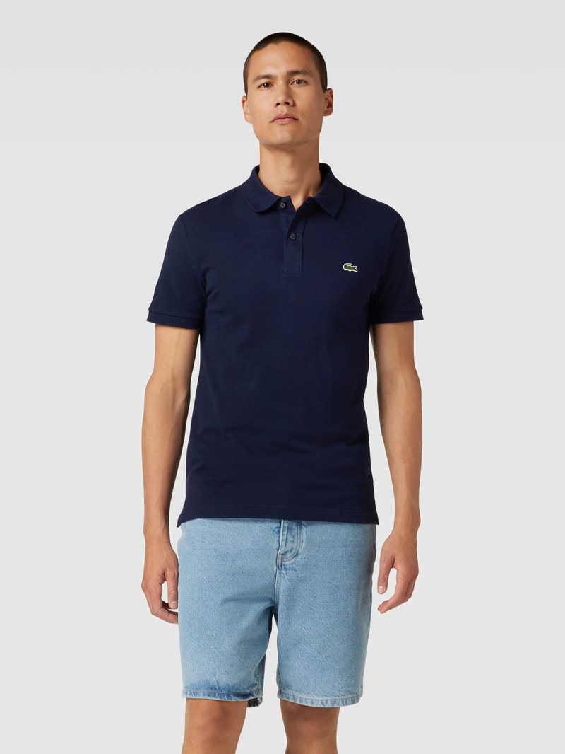 Poloshirt mit Logo-Stitching in marineblau