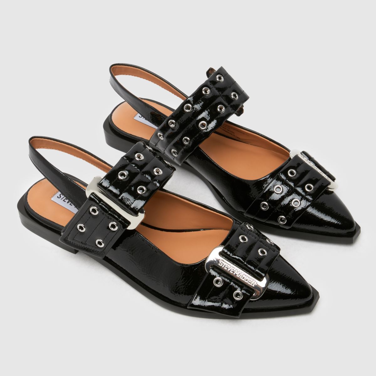 Steve Madden – Grand Ave – Svarta platta skor med spänne