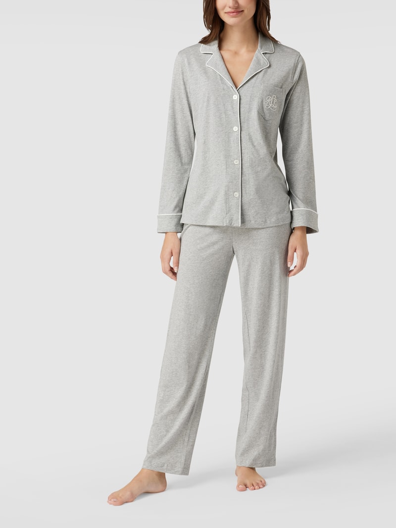 Pyjama aus Baumwoll-Modal-Mix in mittelgrau