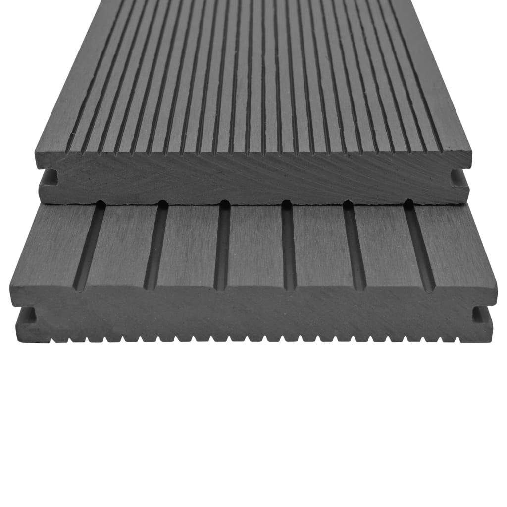 vidaXL Terrassendielen WPC Massive Terrassendielen mit Zubehör 10 m² 2,2 m Grau, BxL: je 0x0 cm