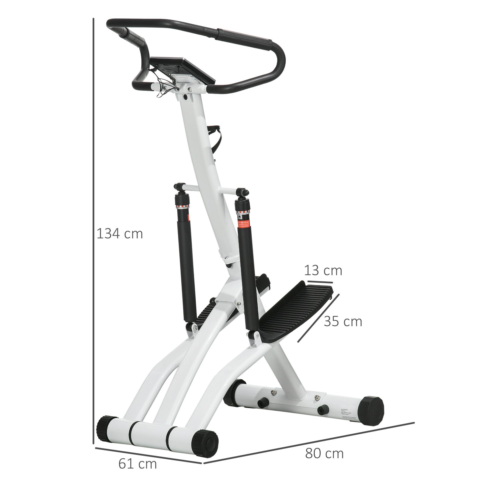 SPORTNOW Stepper mit Handgriff, Fitness Heimtrainer mit LCD-Bildschirm Schwarz+Silber (Set, 1-tlg., Heimtrainer mit 12 Widerstandsstufen für Zuhause), 80L x 61B x 134H cm