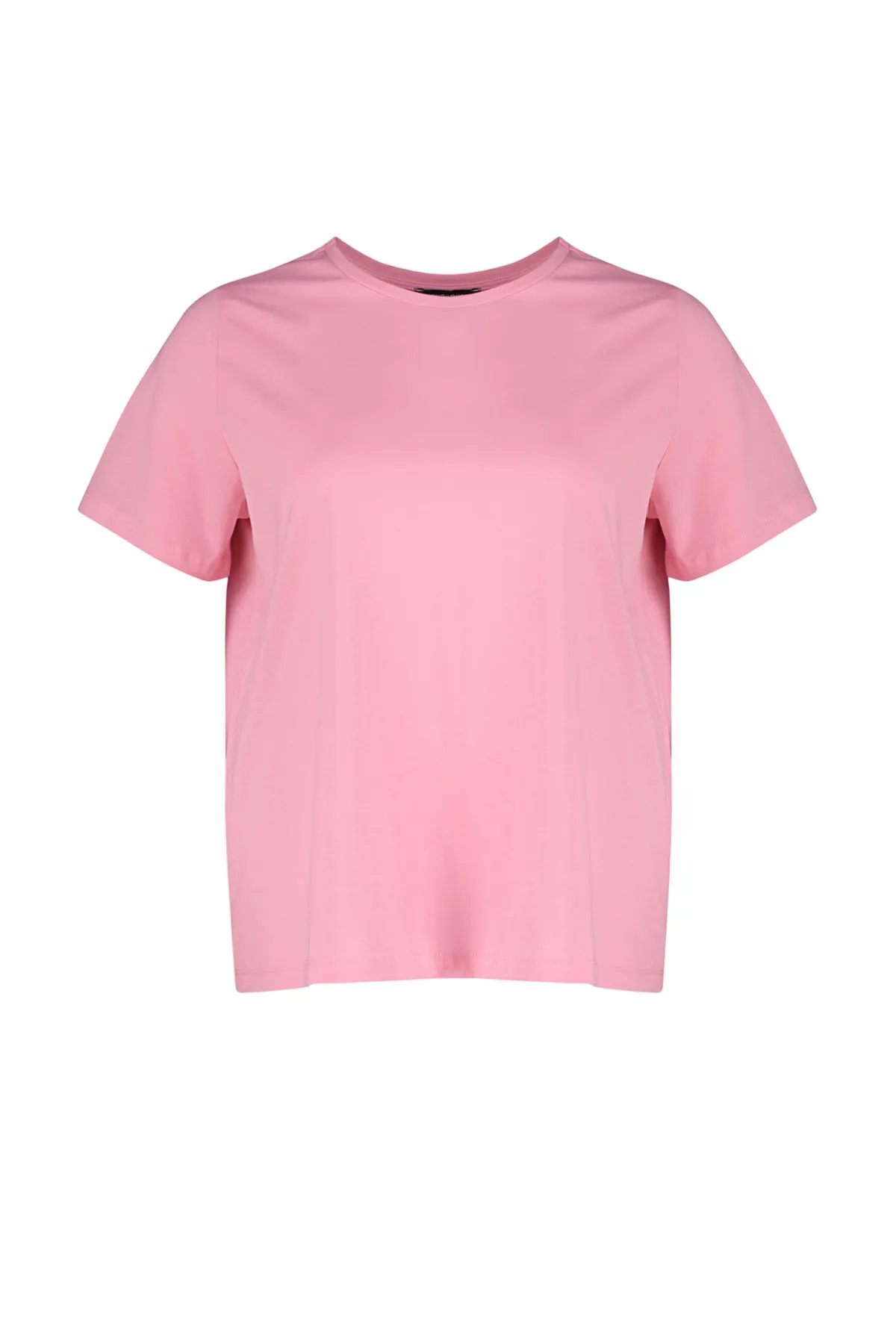 Trendyol Curve  Rosa Basic-Strick-T-Shirt mit Rundhalsausschnitt TBSSS22TS0733
