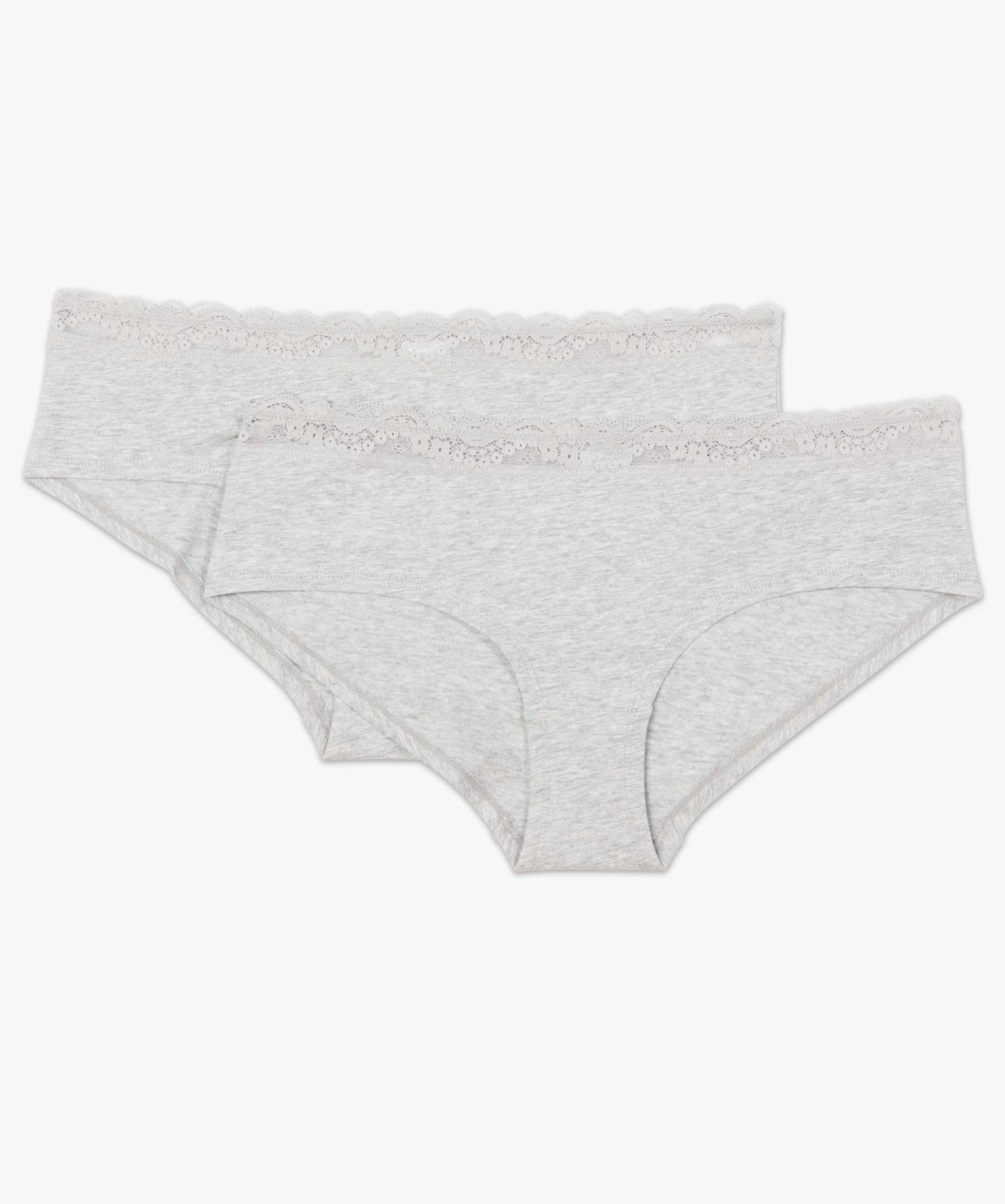 Shorty en coton stretch avec taille dentelle femme (lot de 2) gris | GEMO