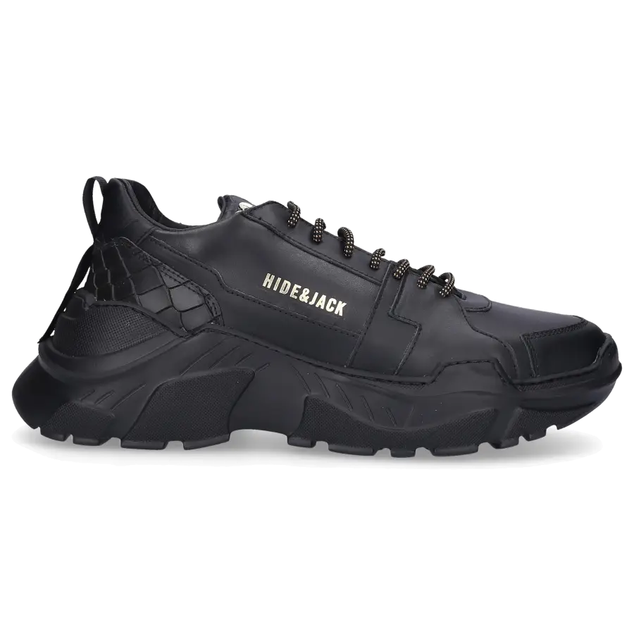 Hide & Jack - Sneaker low SPEEDBUMP Kalbsleder Logo schwarz - schwarz