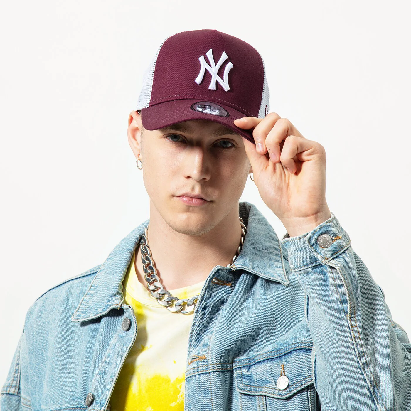 NEW ERA MÜTZE LEAGUE ESS 9FORTY TRUCKER NYY MRN NEW YORK YAN Dunkelrot