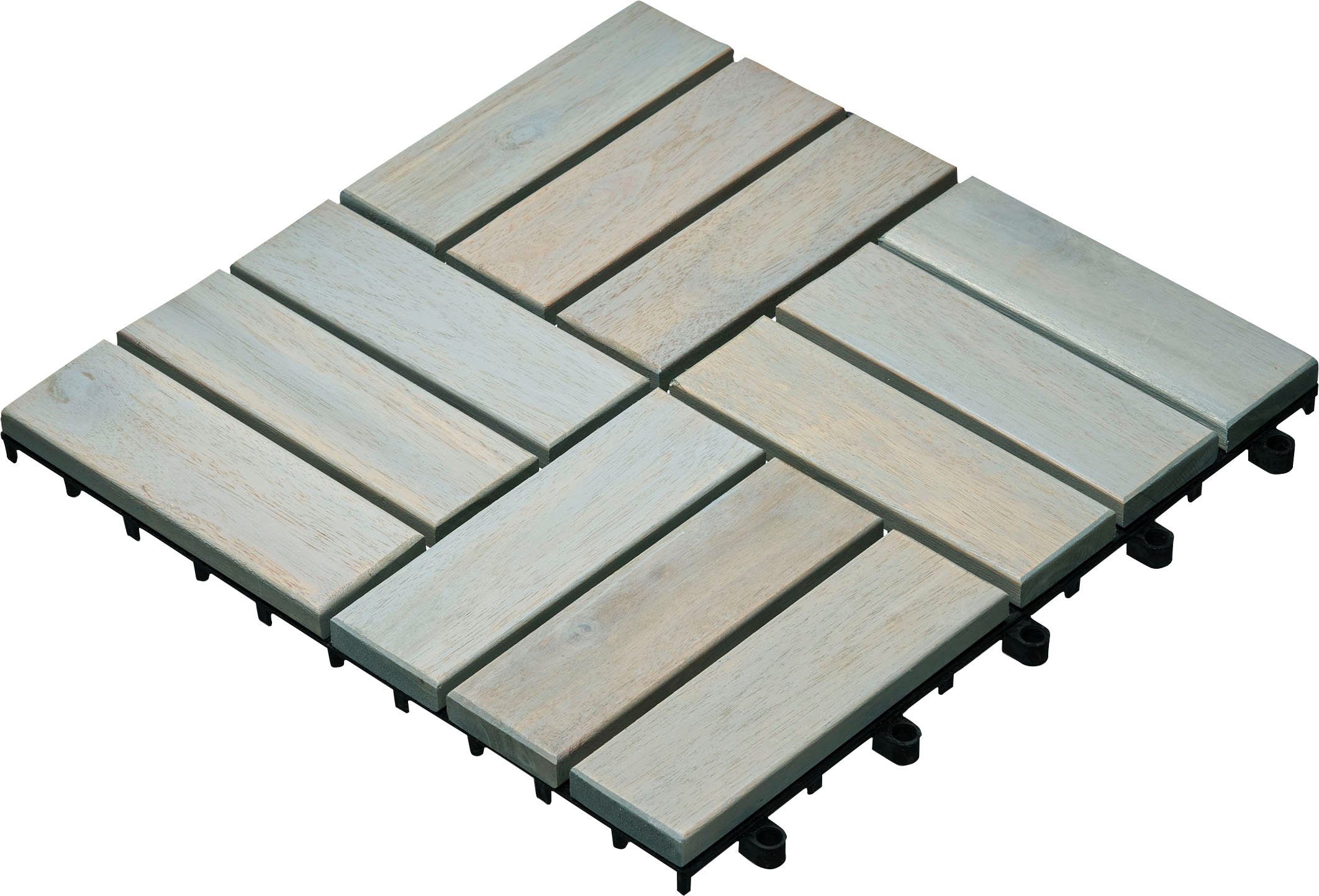 Gartenfreude Holzfliesen, Set, 10 St., 0,9 m², Akazienholz, wetterfest, mit Klickfunktion
