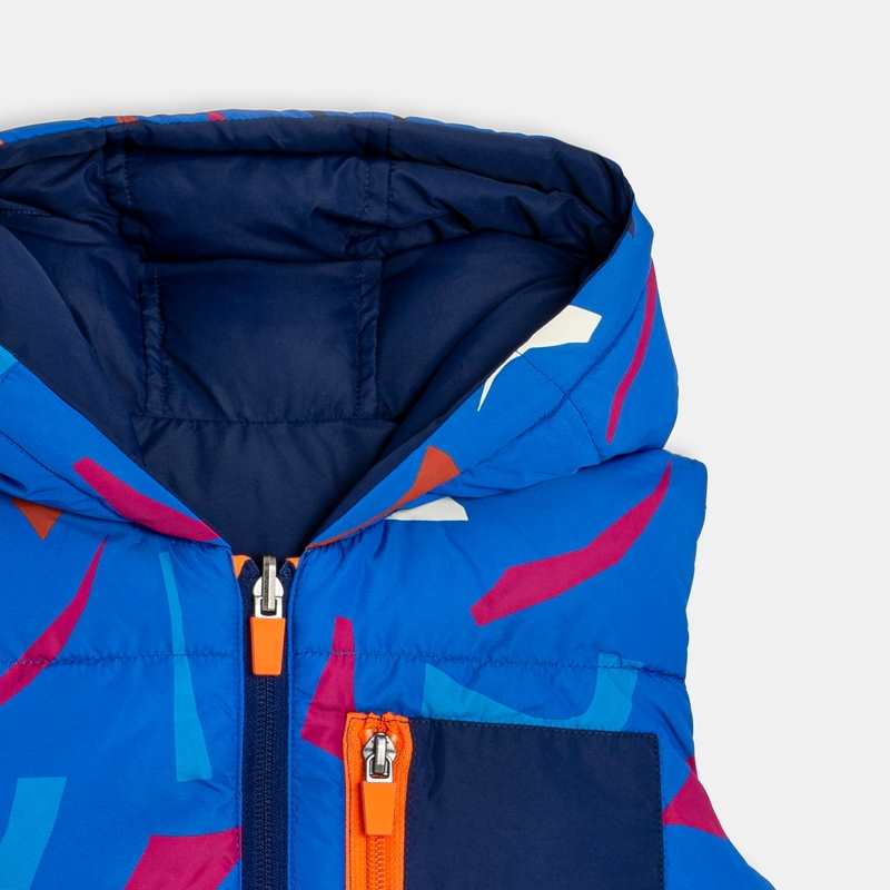 Doudoune réversible sans manches garçon imprimé terrazo bleue Catimini
