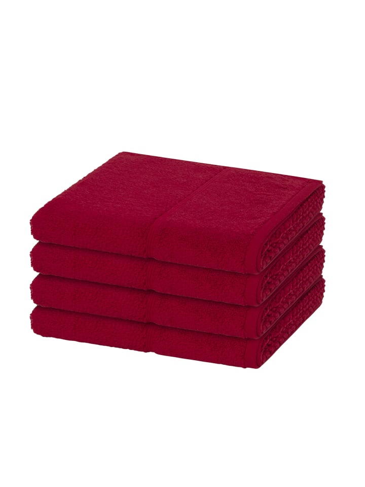 Möve for Frottana 4 X Handtuch im Set Pearl in Ruby günstig kaufen 50 x 100 cm
