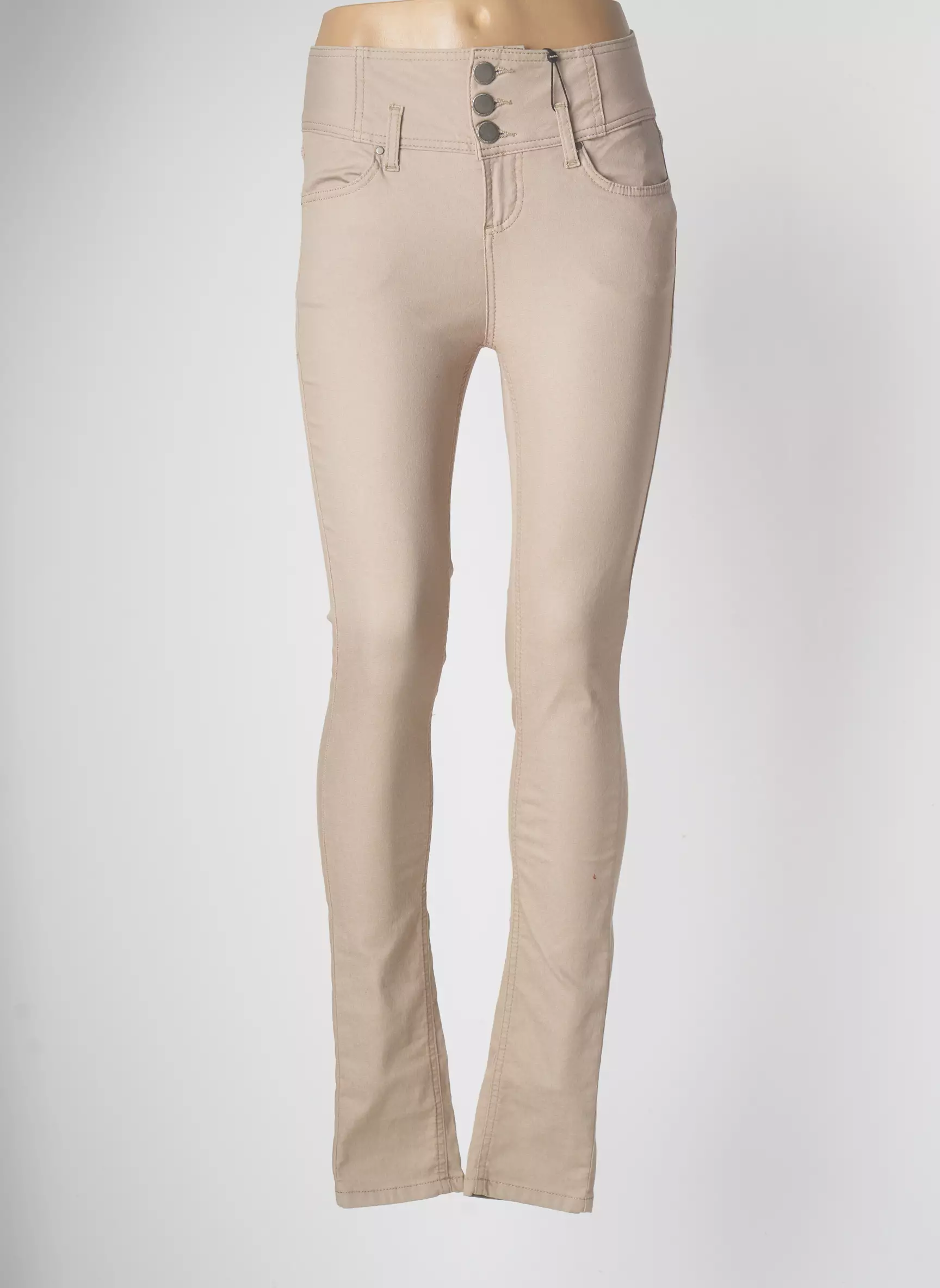 B Young Pantalons Slim Femme couleur beige