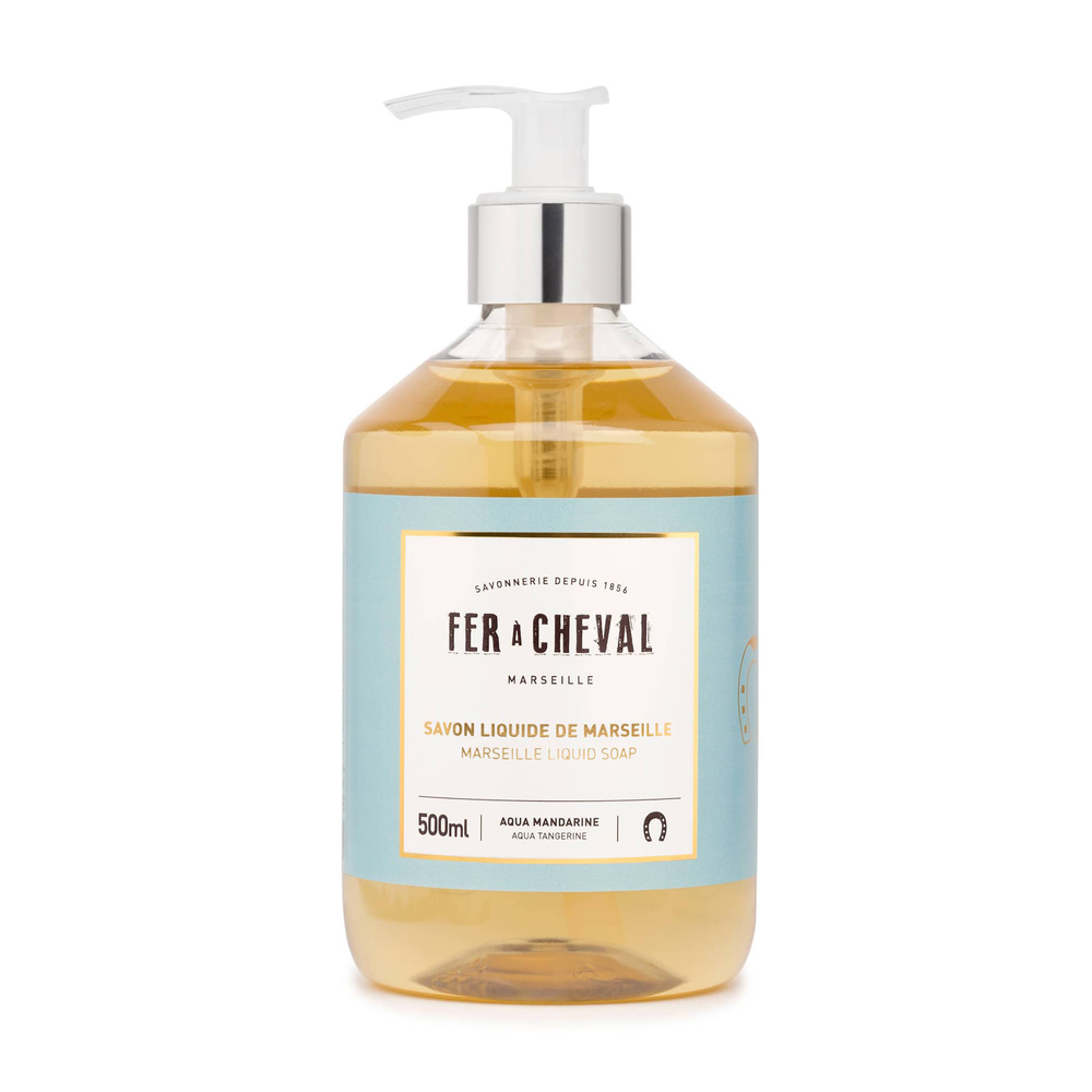 fer à cheval SAVON LIQUIDE DE MARSEILLE PARFUME AQUAMANDARINE 500ML Savon liquide