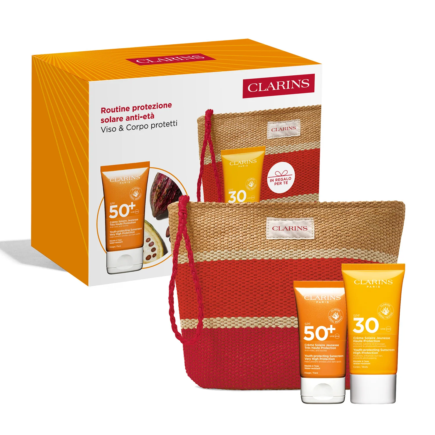 Sole Routine protezione solare anti-età - Cofanetto Solare, Coffret Solare, Solare viso alta prot., Crema solare corpo alta prot.