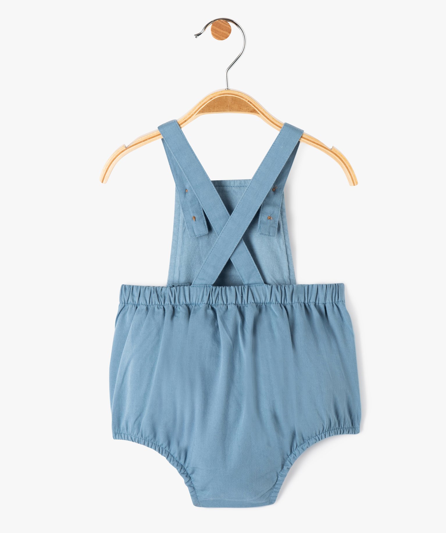 Combishort bébé à bretelles coupe barboteuse bleu | GEMO