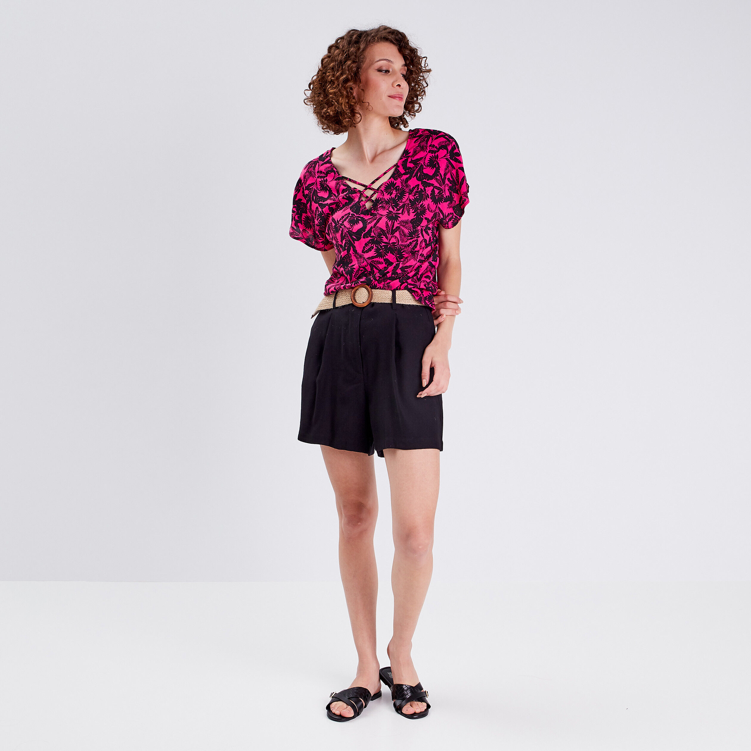 Blouse manches courtes rose femme | Cache Cache