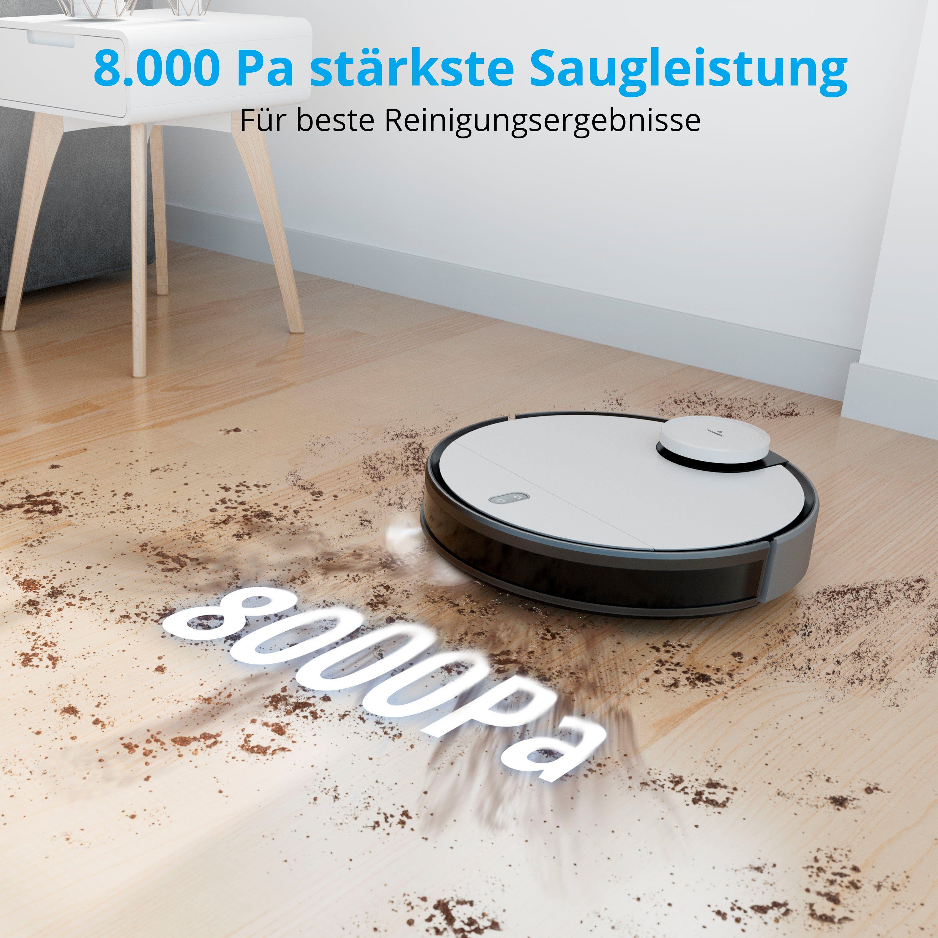 Medion® Nass-Trocken-Saugroboter MD 20040 X40 SW, 30 W, App und Alexa Steuerung, Betriebszeit bis zu 110 min