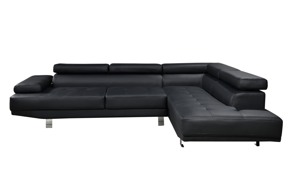 Happy Home Happy Home Ecksofa mit verstellbare Kopf- und Arm-Funktionen HSP108-SCH schwarz Lederoptik