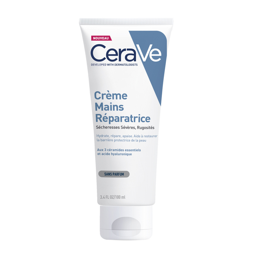 CeraVe Crème Mains Réparatrice pour les mains abîmées et les sécheresses sévères 100ml  Crème Mains Réparatrice pour les mains abîmées et les sécheresses sévères.