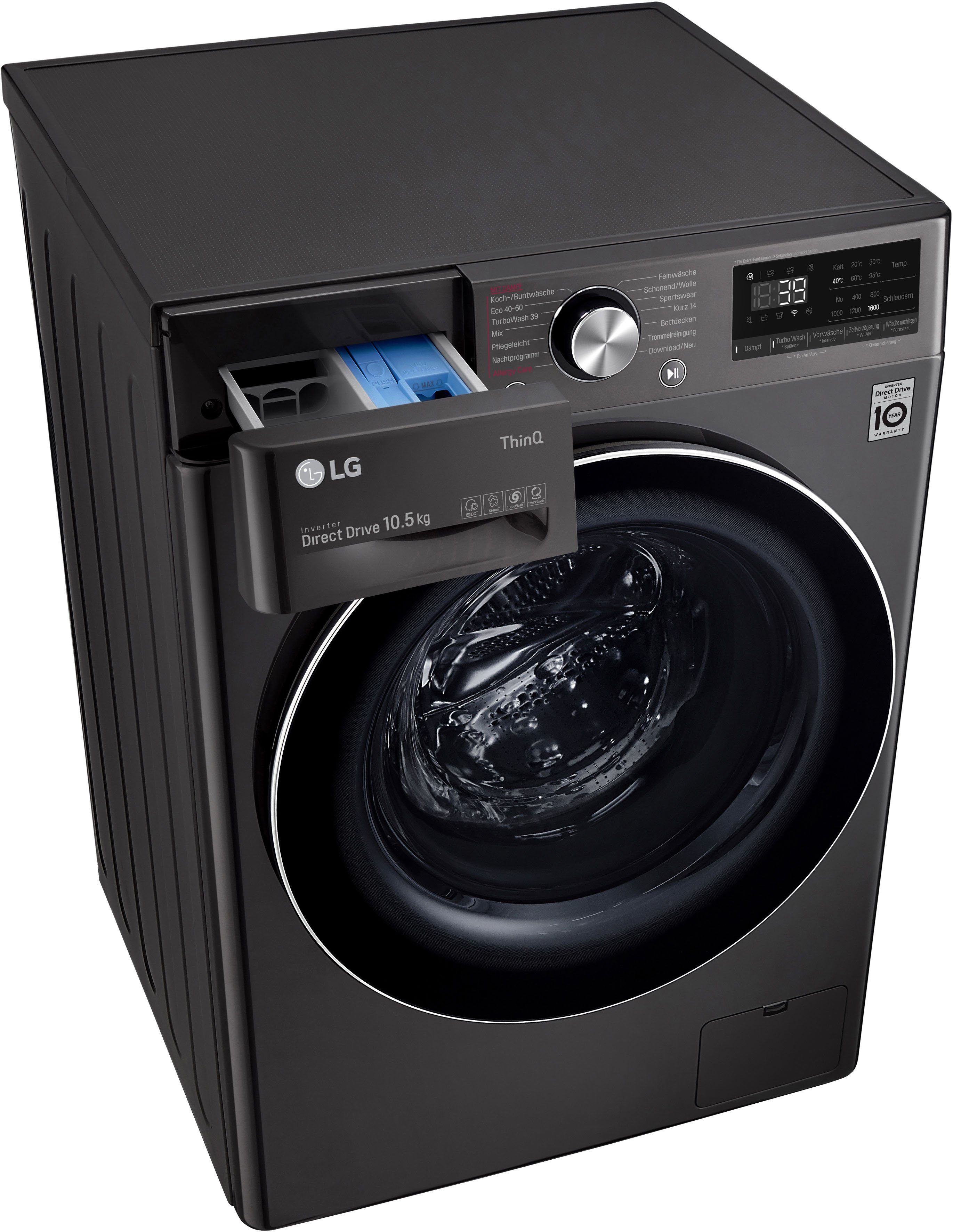 LG Waschmaschine F6WV710P2S, 10,5 kg, 1600 U/min, TurboWash® - Waschen in nur 39 Minuten