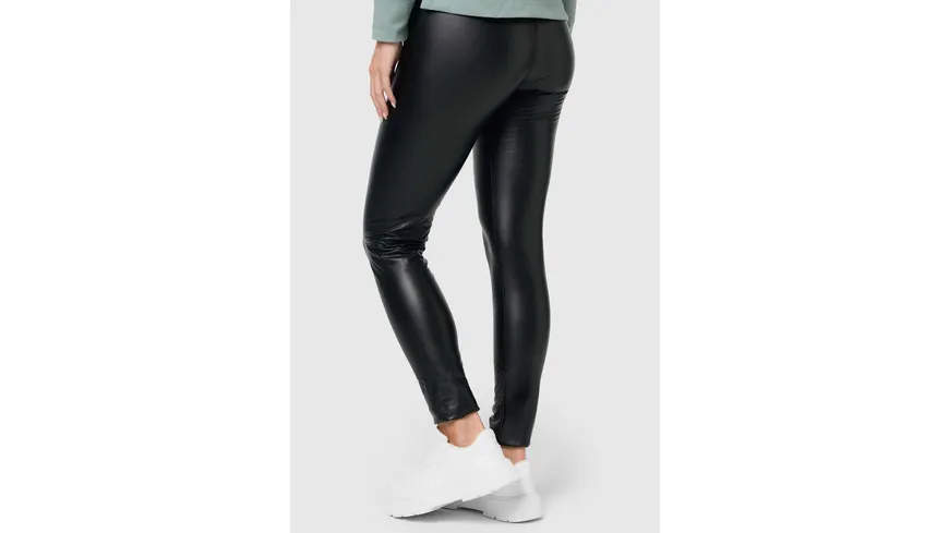 NUR DIE Damen Leggings Relax & Go Lederoptik schwarz