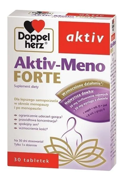 Doppelherz Aktiv-Meno Forte, um medicamento para aliviar os sintomas da menopausa, comprimidos.