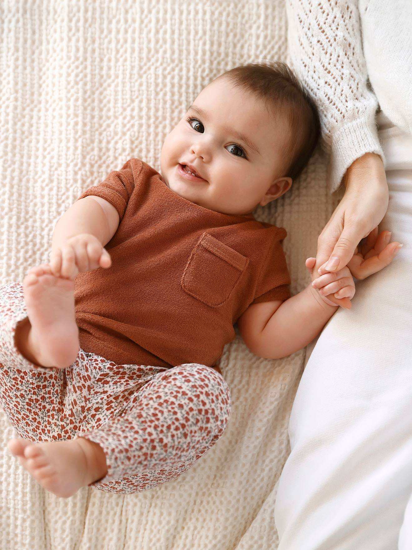 Legging bébé en maille côtelée vert sauge