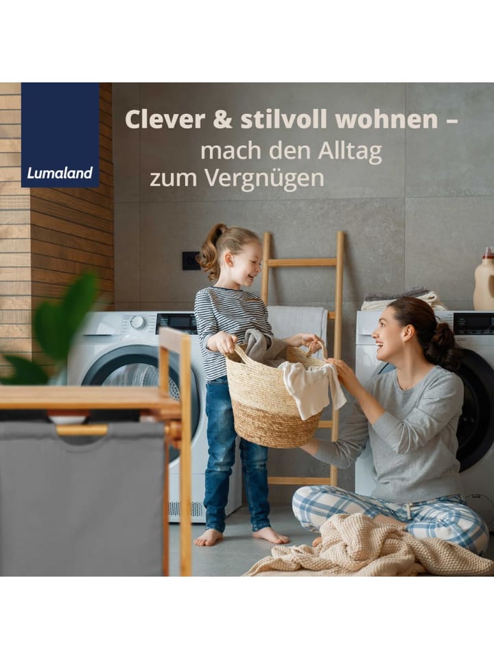 Lumaland Lumaland Wäschekorb Bambus 33x33x73cm holzfarben/beige Wäschesack ausziehbar günstig kaufen onesize
