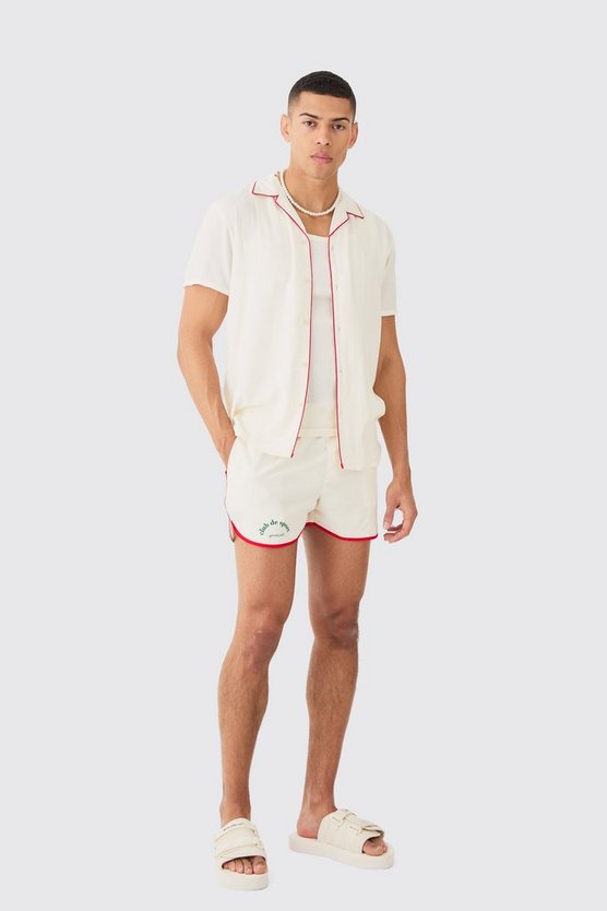 Kurzärmliges Hemd mit Club De Sport Print & Badehose