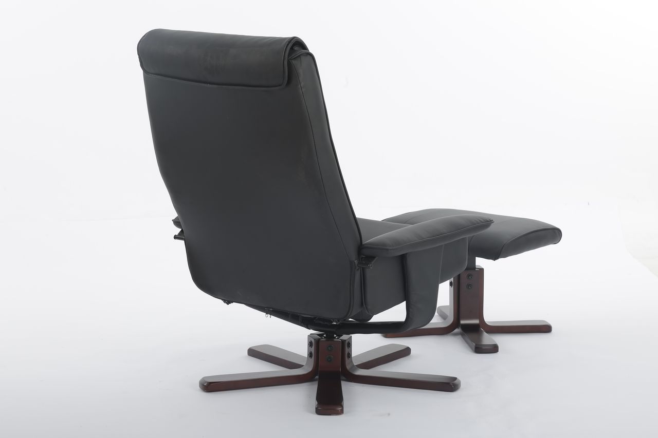 Happy Home Happy Home verstellbarer Relaxsessel mit Hocker schwarz & Holzbeine