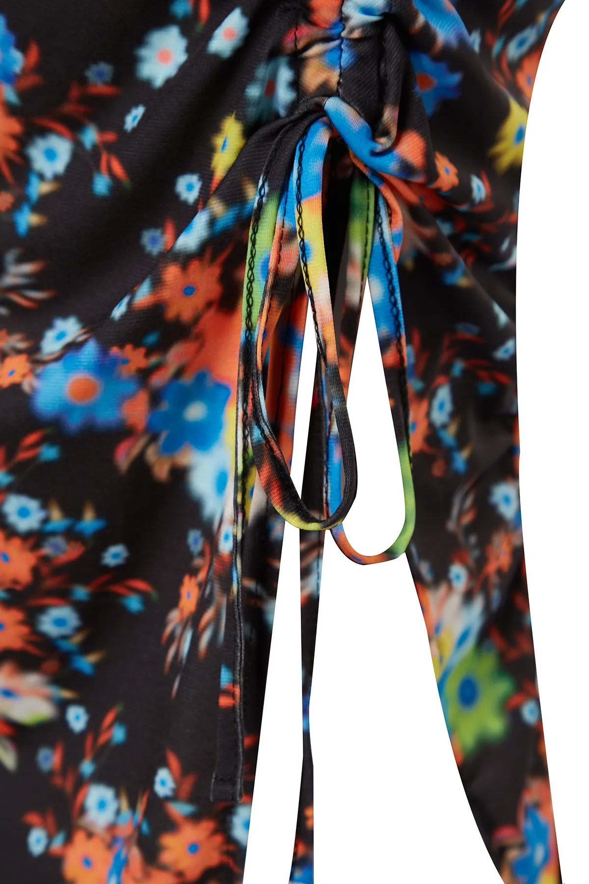 Trendyol Collection  Mehrfarbig bedrucktes, tailliertes, gerafftes, dehnbares Maxi-Strickkleid in limitierter Auflage TWOAW24EL00719