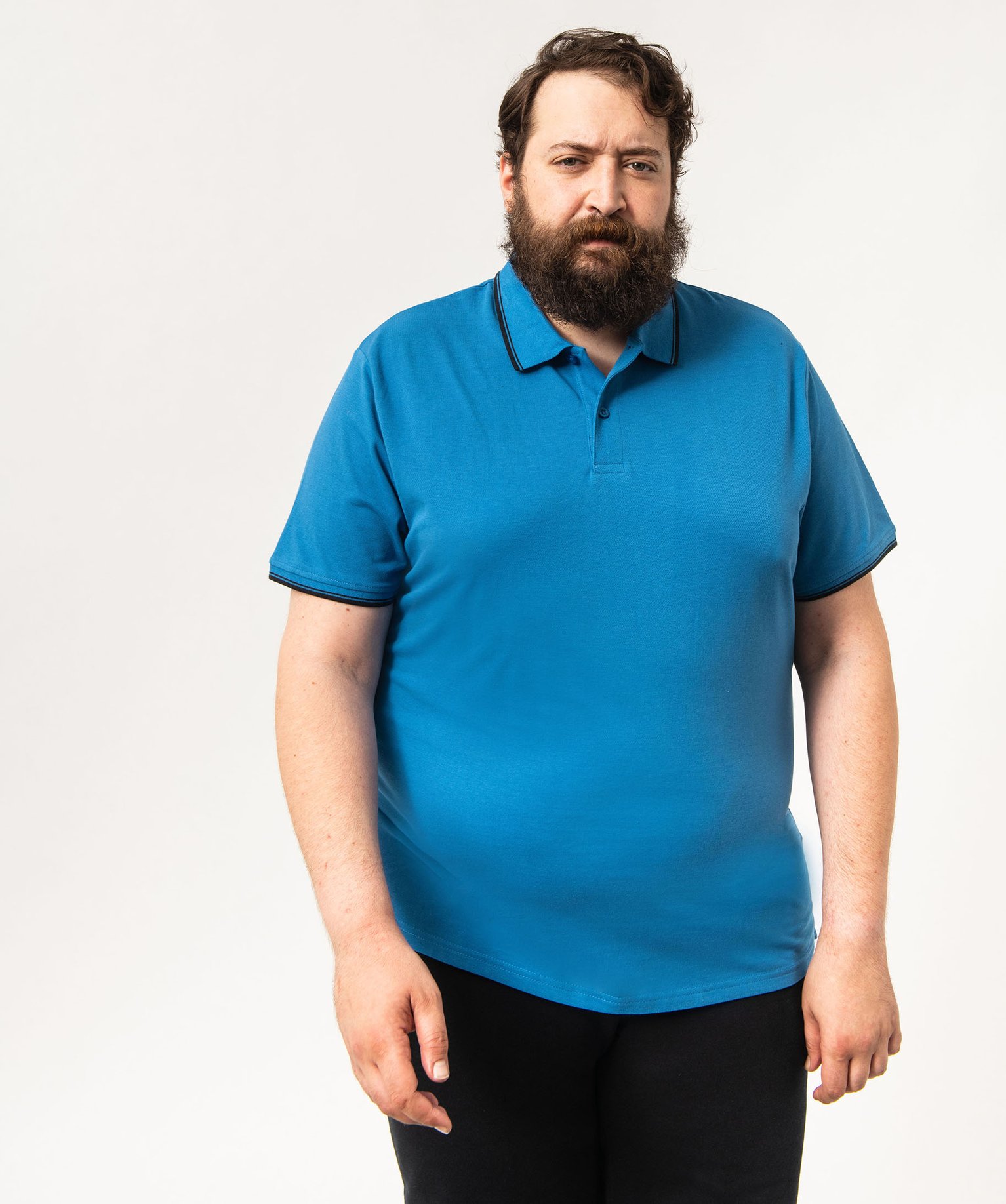 Polo homme à manches courtes et finitions contrastantes bleu | GEMO