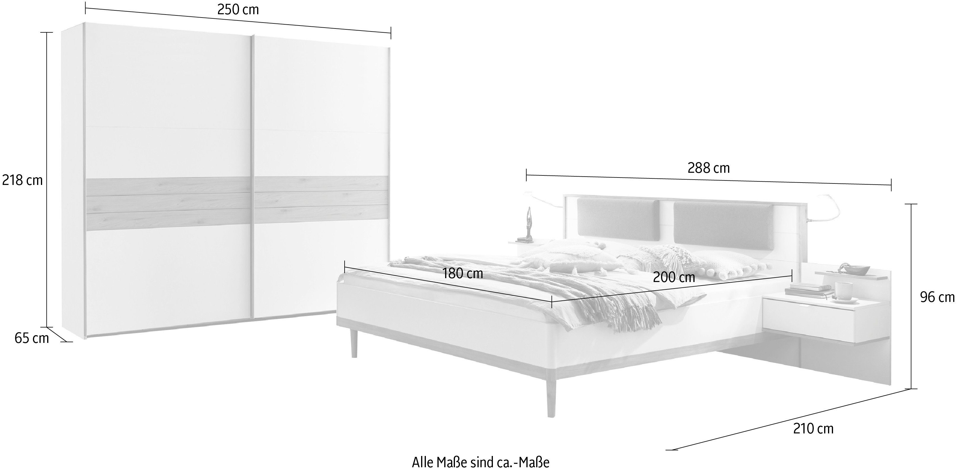 Fresh To Go Schlafzimmer-Set Skagen, (4-St), mit oder ohne gepolsterte Kopfteile