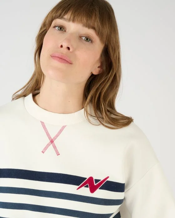 Sweat-shirt rayé chaud éclair velours Thermolactyl