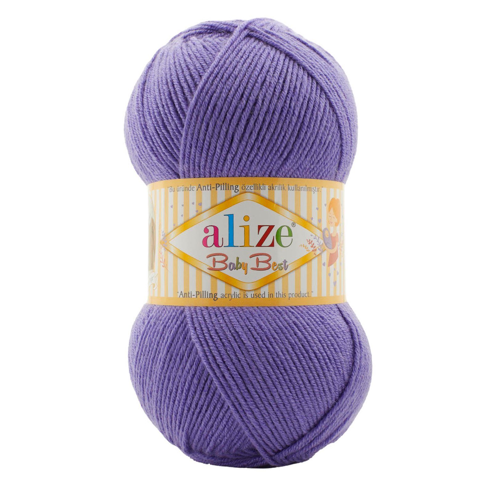 Alize 500g Strickgarn ALIZE Baby Best uni Häkelwolle, 240 m, 851 violett