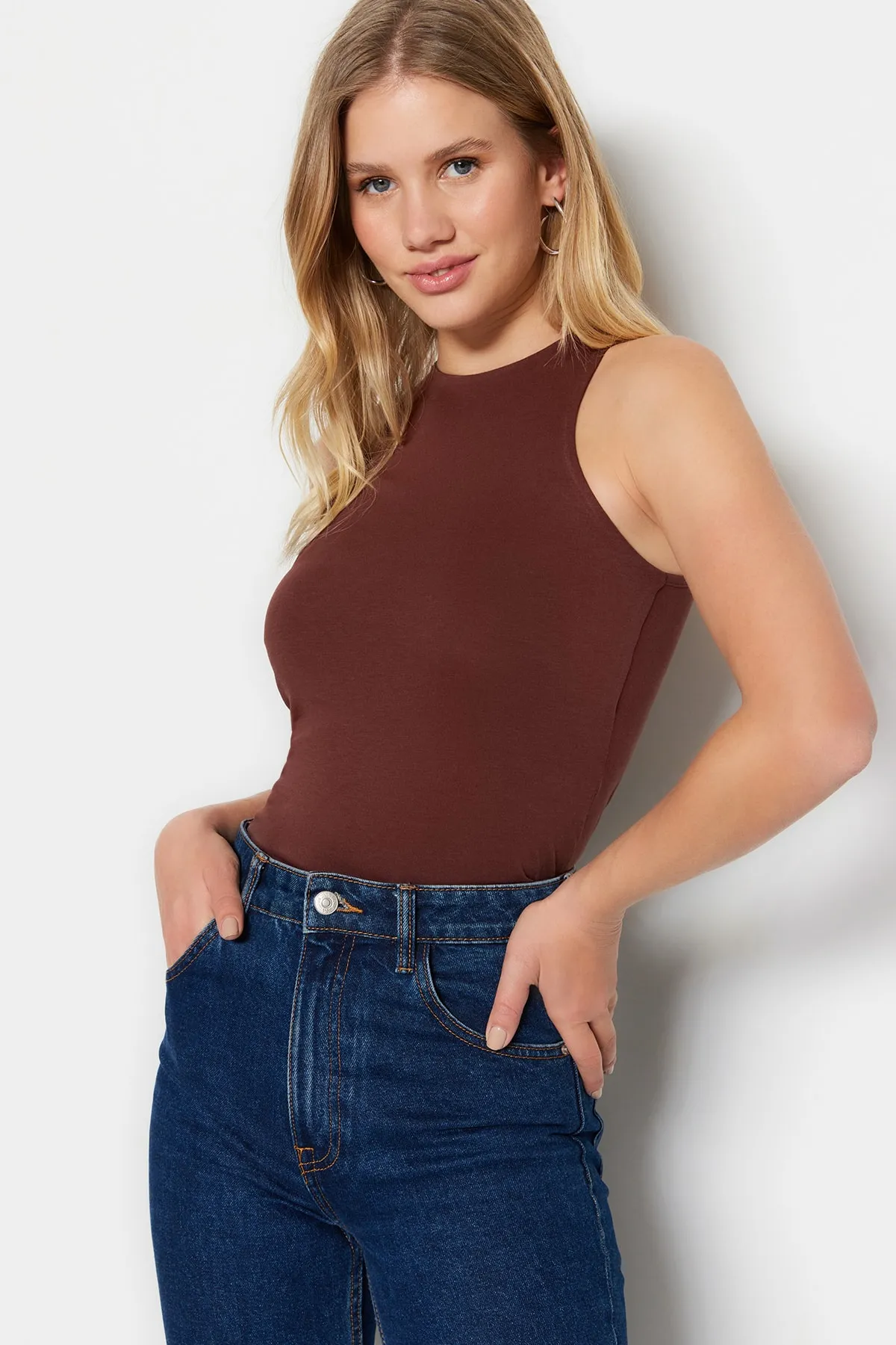 Trendyol Collection  Unterhemd - Braun - Slim Fit