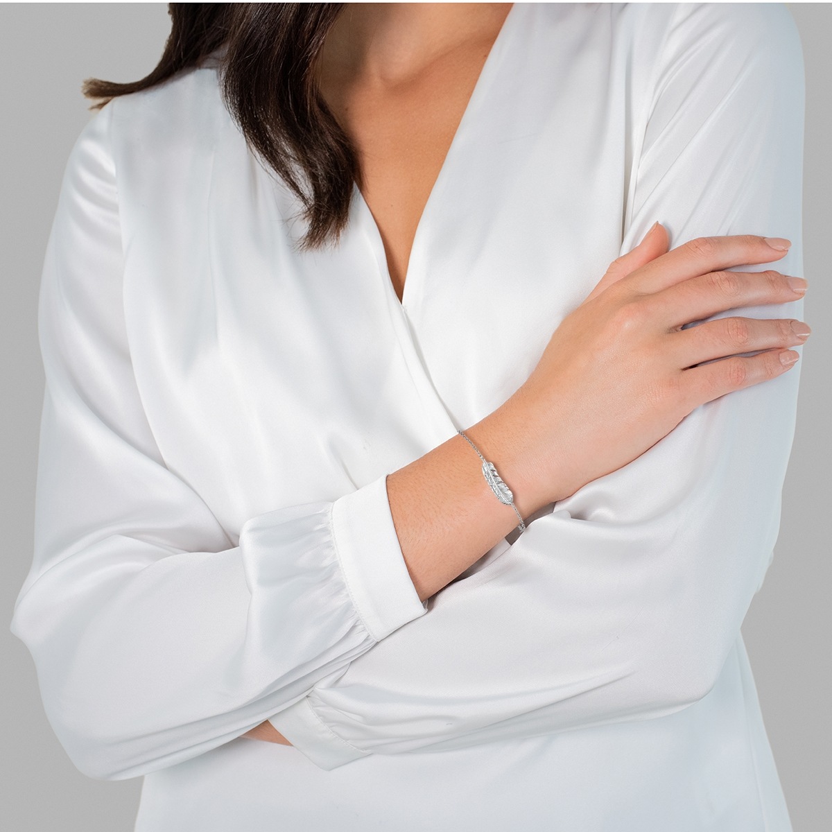 Armband Feder Edelstahl in Silber