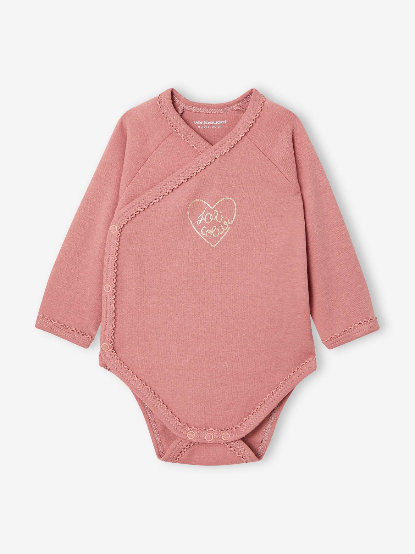 Vertbaudet 3er-Pack Baby Wickelbodys Bio-Baumwolle Oeko-Tex - altrosa