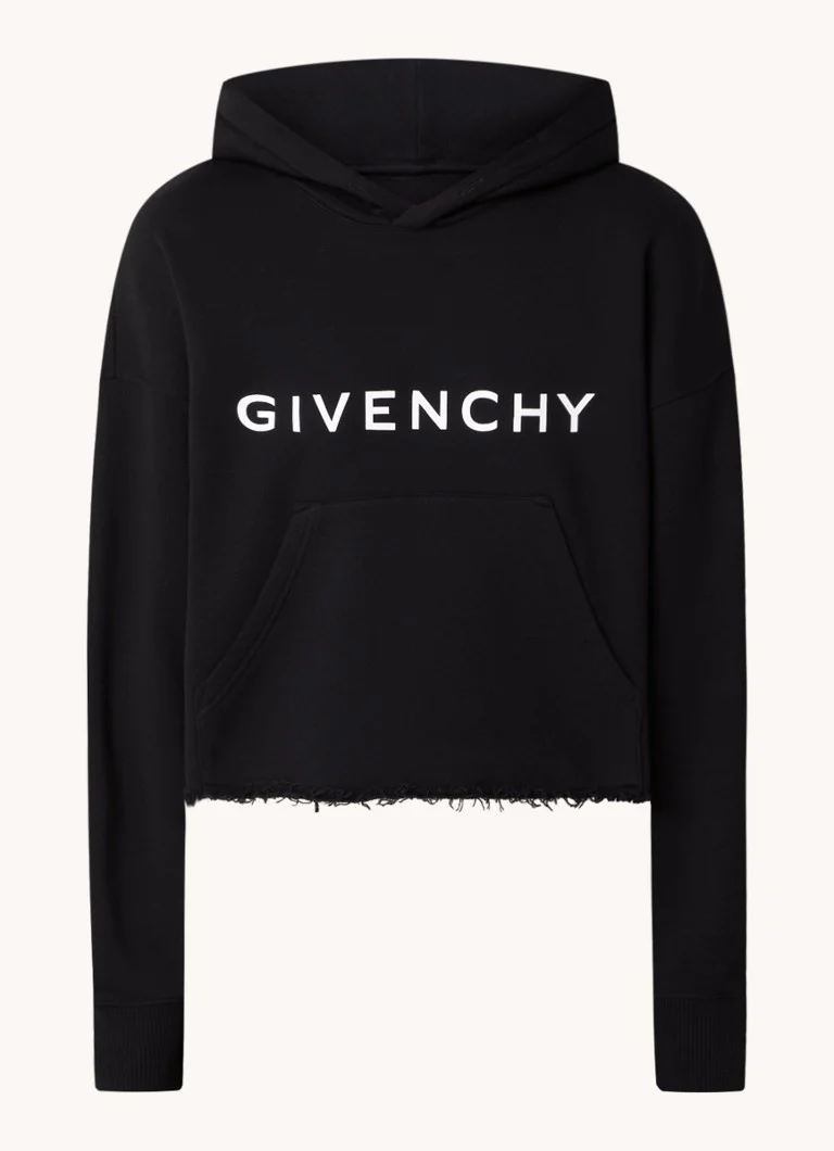 Felpa con cappuccio Givenchy con logo stampato e orlo sfrangiato