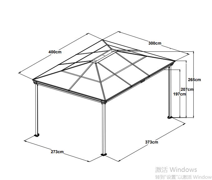 lovingHome® Gartenpavillon,Gartenzelt,Pavillon, mit lichtdurchlässigem, 12㎡