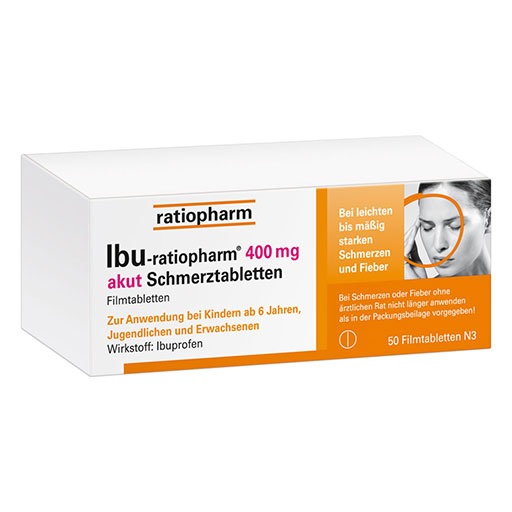 IBU ratiopharm 400 mg akut Schmerztabletten  50 St  Filmtabletten
