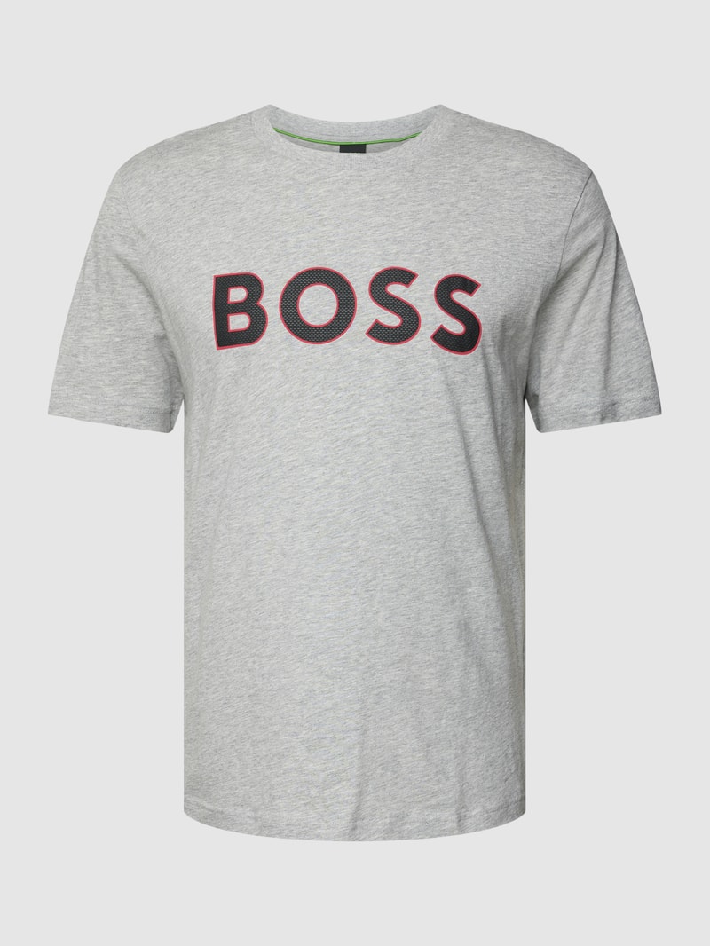 T-Shirt mit Label-Print Modell 'Tee' in hellgrau