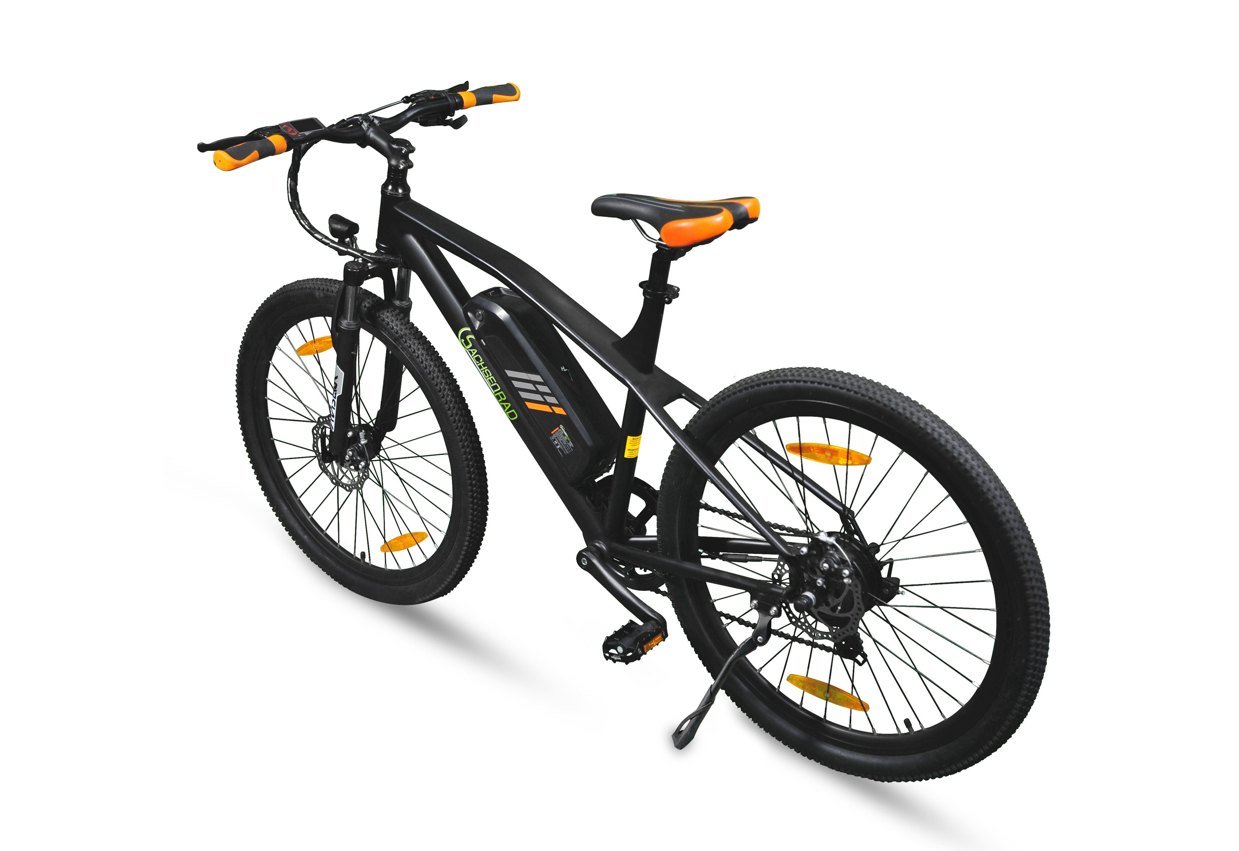 SachsenRAD E-Bike R6 Neo II Hybrid E-Bike 27,5 Zoll bis 150 KM Reichweite im ECO Modus, 7 Gang Shimano SHIMANO 7SP TOURNEY TY300 Schaltwerk, Kettenschaltung, Hinterradmotor, 500 Wh Akku, (1 Stück), der Akku ist leicht entnehmbar und abschließbar