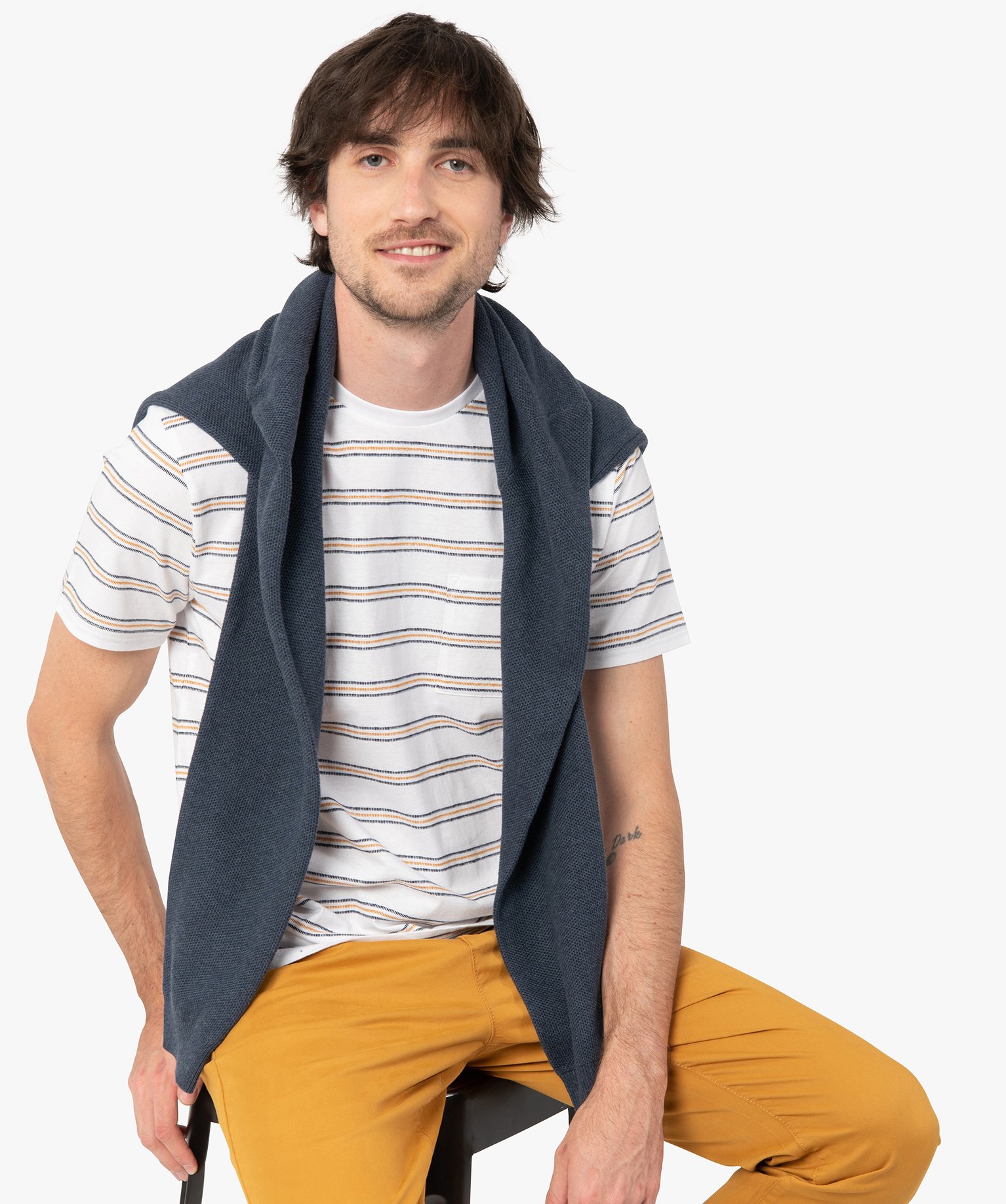 Tee-shirt homme rayé à manches courtes raye | GEMO