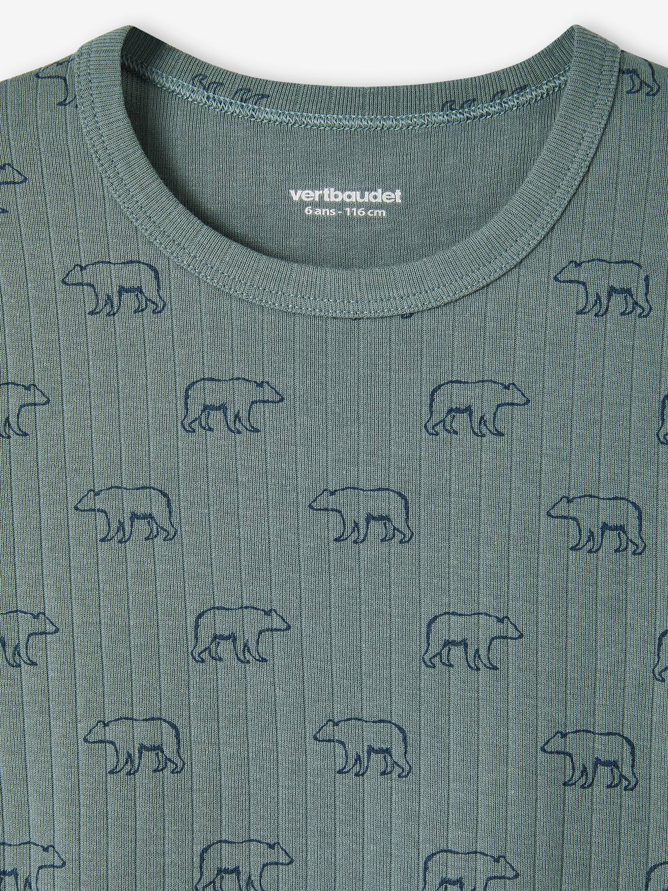 Lot de 3 T-shirts manches courtes ours en maille côtelée garçon vert émeraude