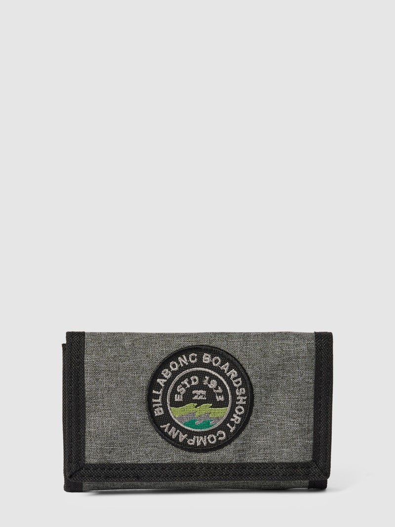 Portemonnaie mit Label-Stitching in mittelgrau meliert