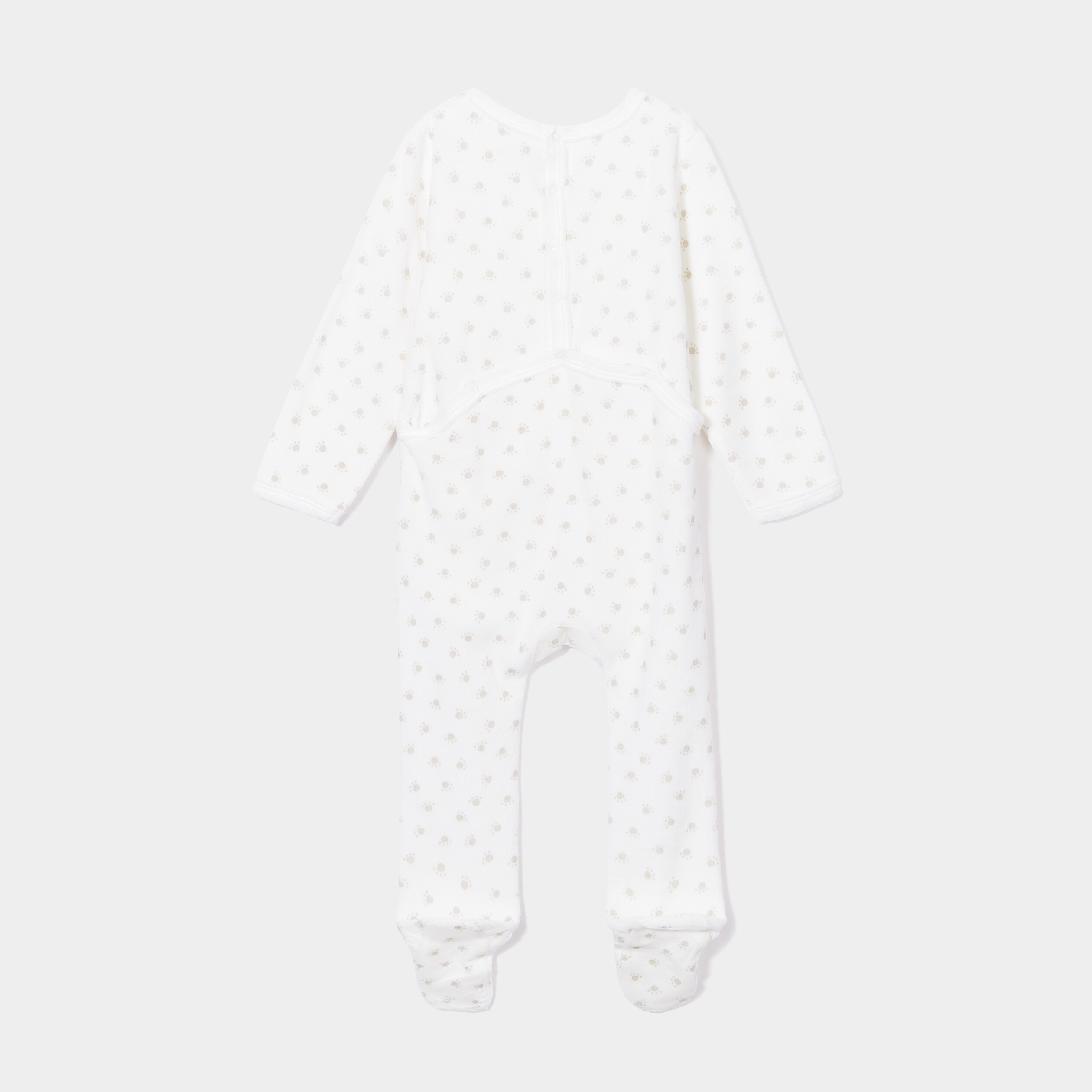 Dors-bien velours manches longues ecru bébé garçon | La Halle